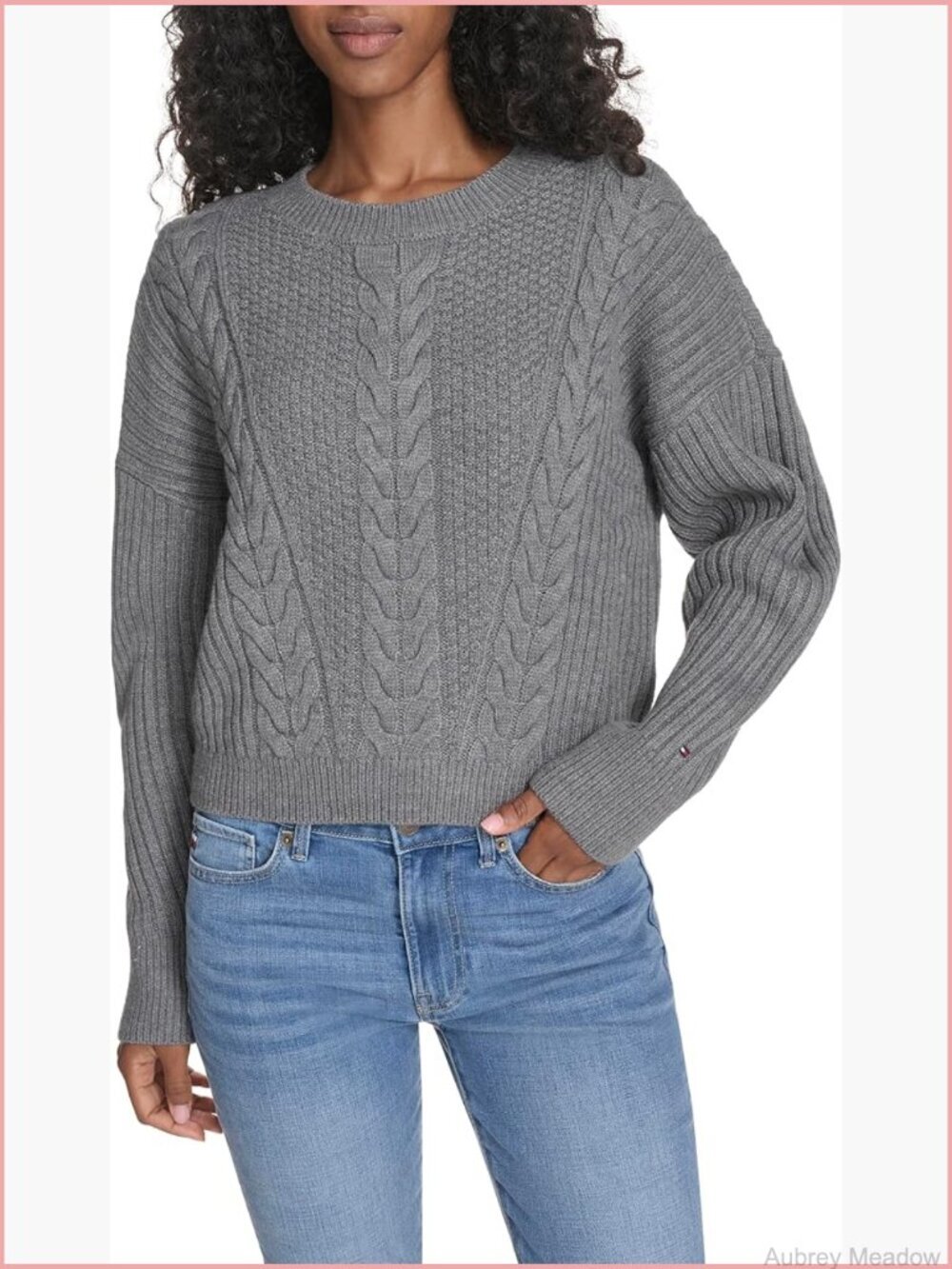 Crewneck Cable Pullover Sweater, Long Sleeve, Regular Fit, Acrylic